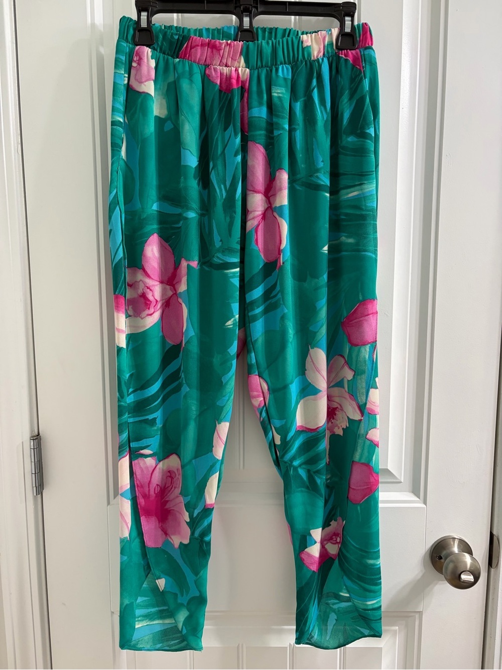 Show Me Your Mumu Teal & Pink Floral Banana Split Pants M/L Resortwear Vacation